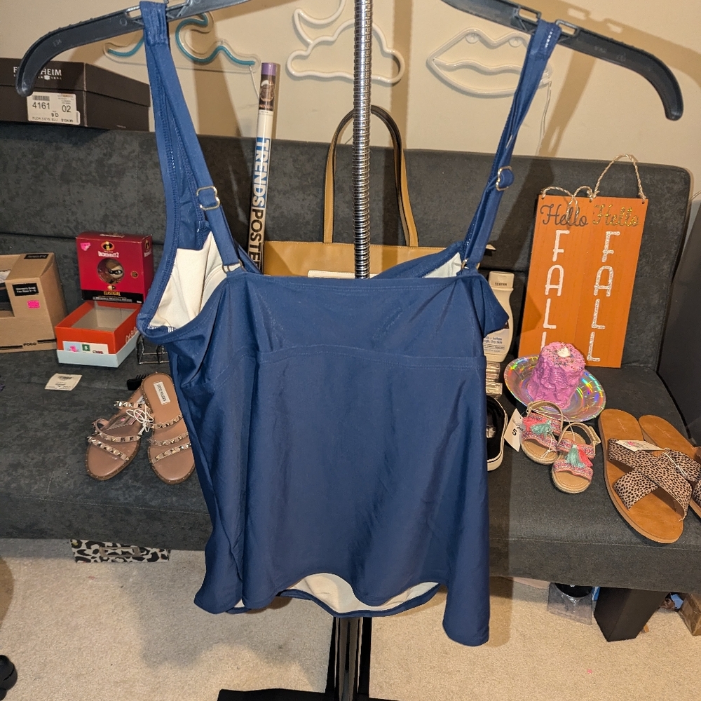 Nwot merona bathing suit top navy blue XL - Picture 2 of 5